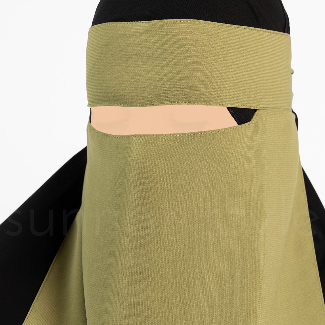 Sunnah Style Narrow No-Pinch One Layer Niqab Moss